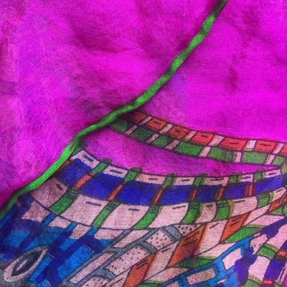 Hermes Scarf/Shawl. ‘Les Domes Celeste’. 100% Silk. Sheer. Made in France. - Picture 15 of 16